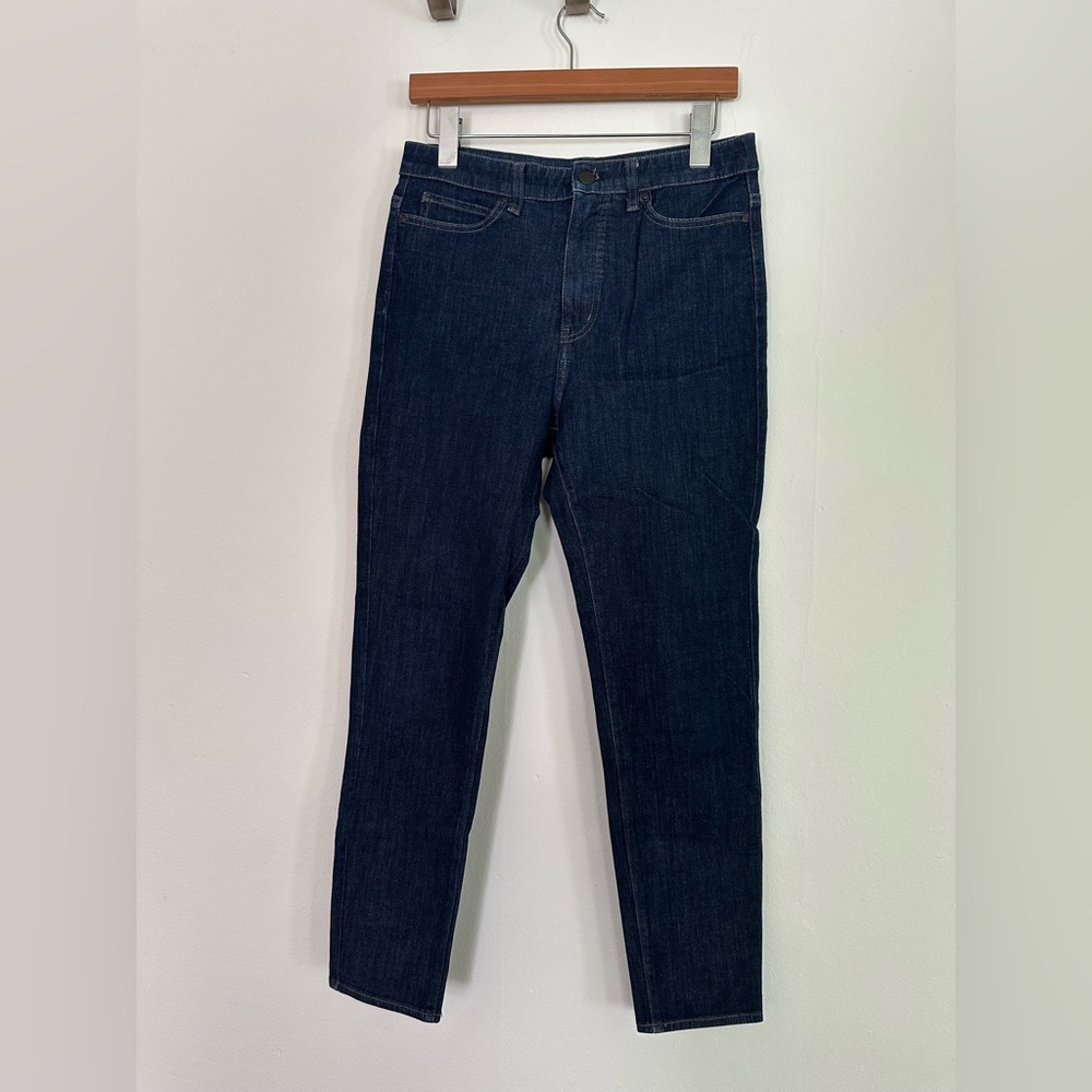 Blue Straight Leg High-Waisted Jeans